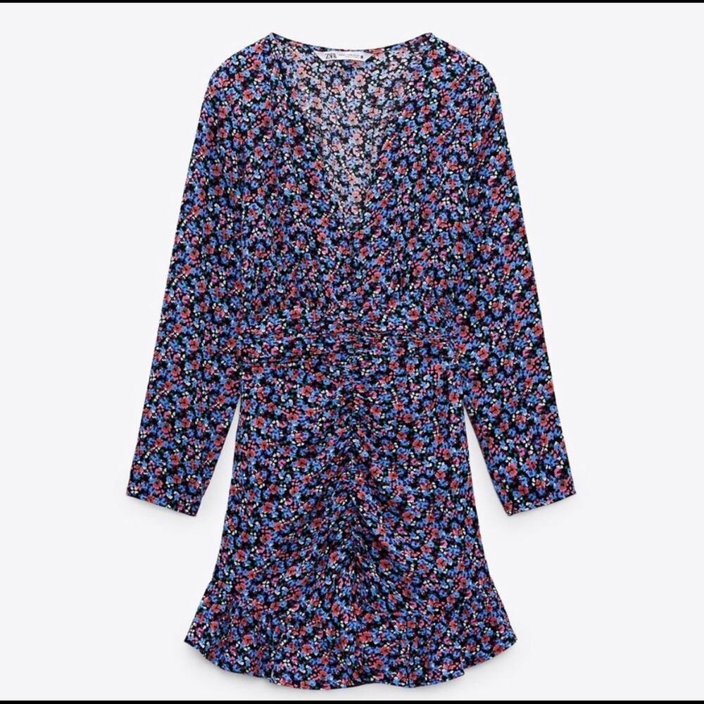 ZARA FLORAL PRINT DRESS MULTICOLORED - Picture 9 of 10